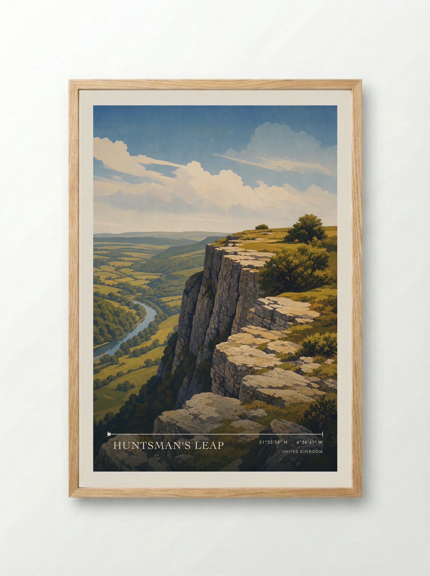 Huntsman's Leap United Kingdom Travel Poster - Framed Print Wood