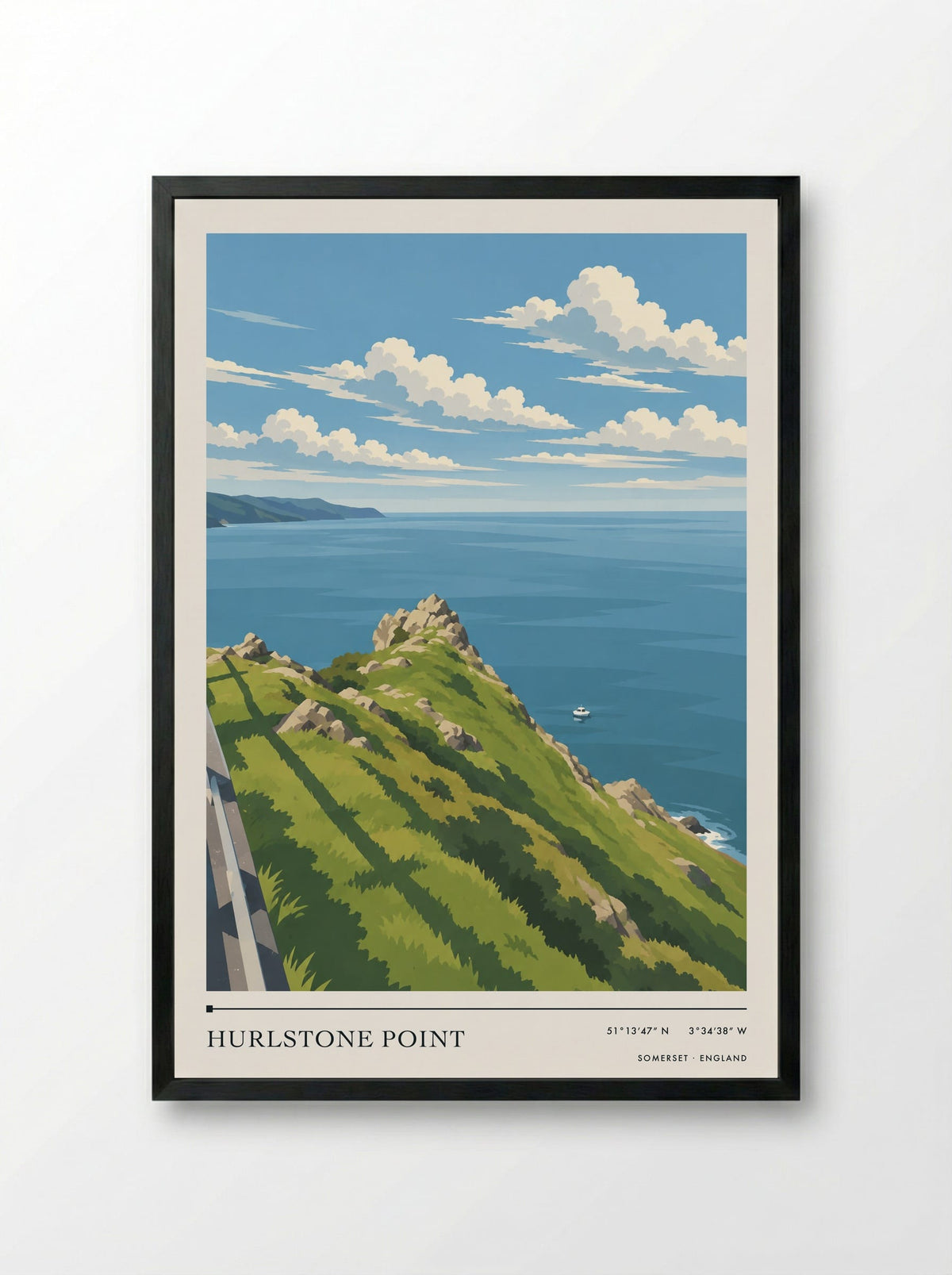 Hurlstone Point, Somerset | Travel Poster - Framed Print Black