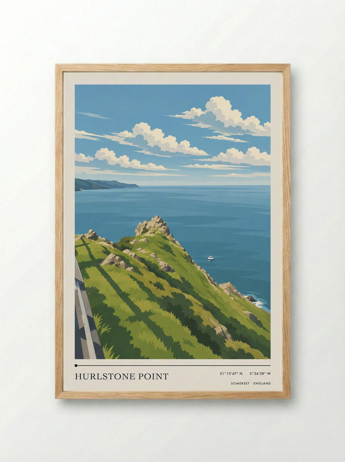 Hurlstone Point, Somerset | Travel Poster - Framed Print Wood