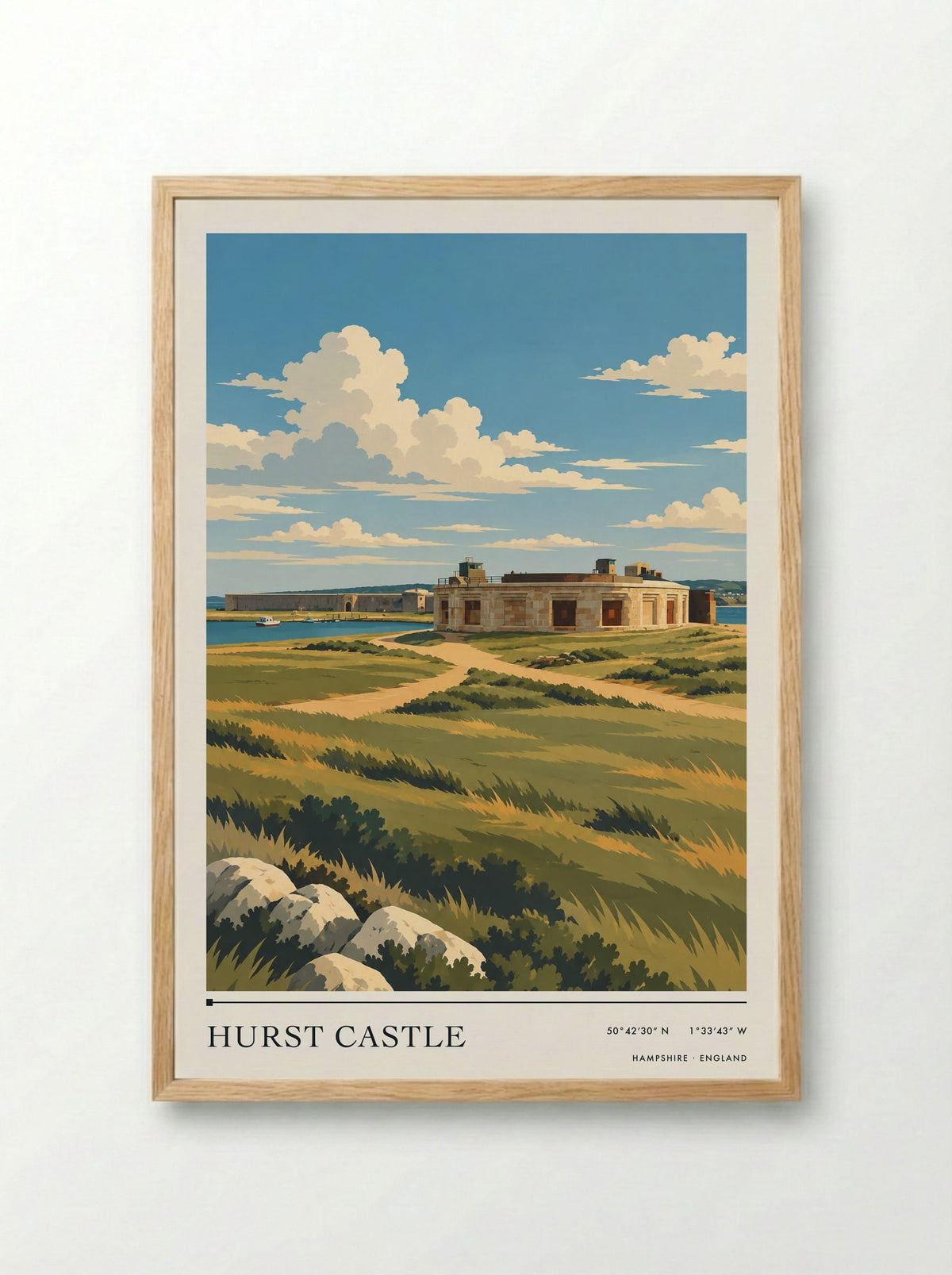 Hurst Castle, Hampshire | Travel Poster - Framed Print Wood