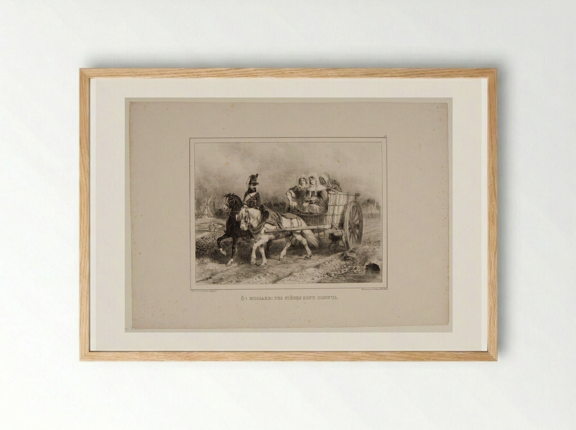 Ô ! Hussard ! Tes pièges sont connus - Denis-Auguste-Marie Raffet - Framed Print Wood