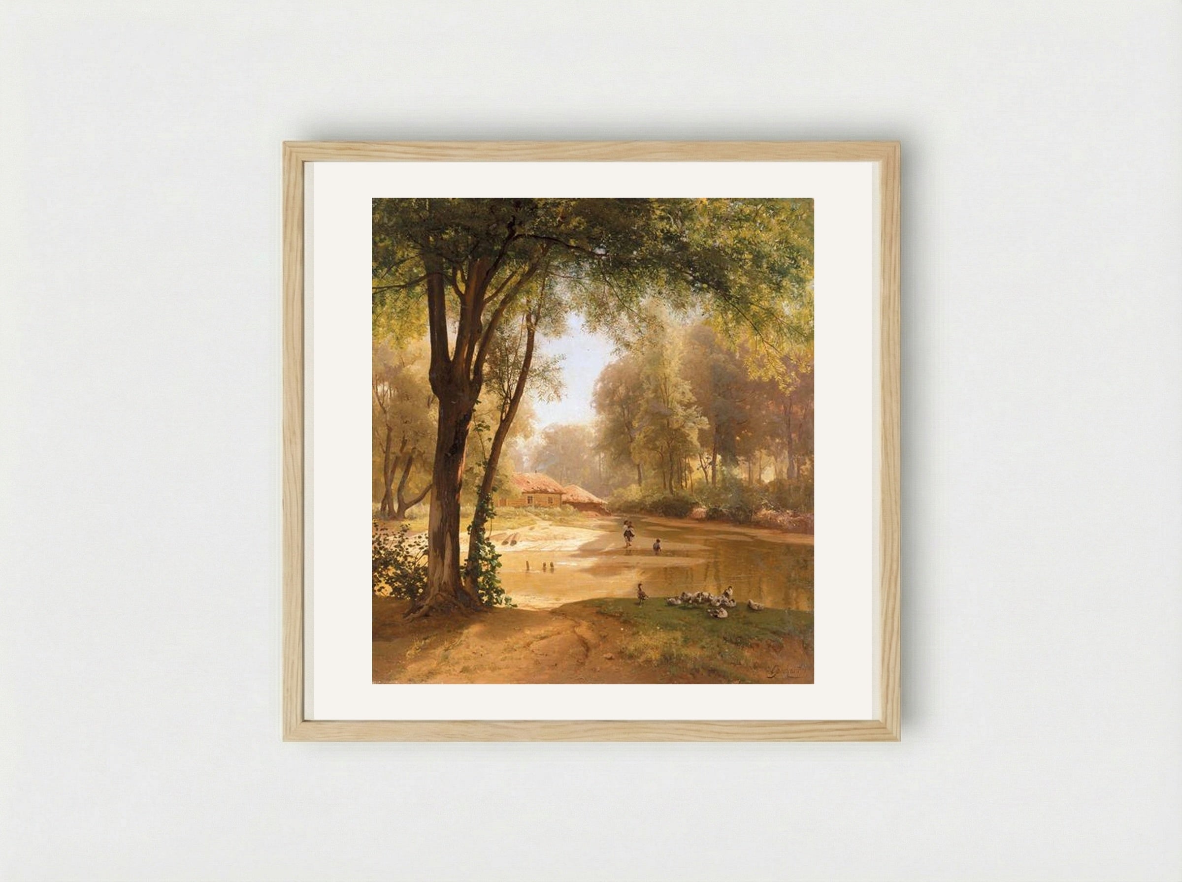 Huts in the Forest - Volodymyr Orlovsky - Framed Print Wood
