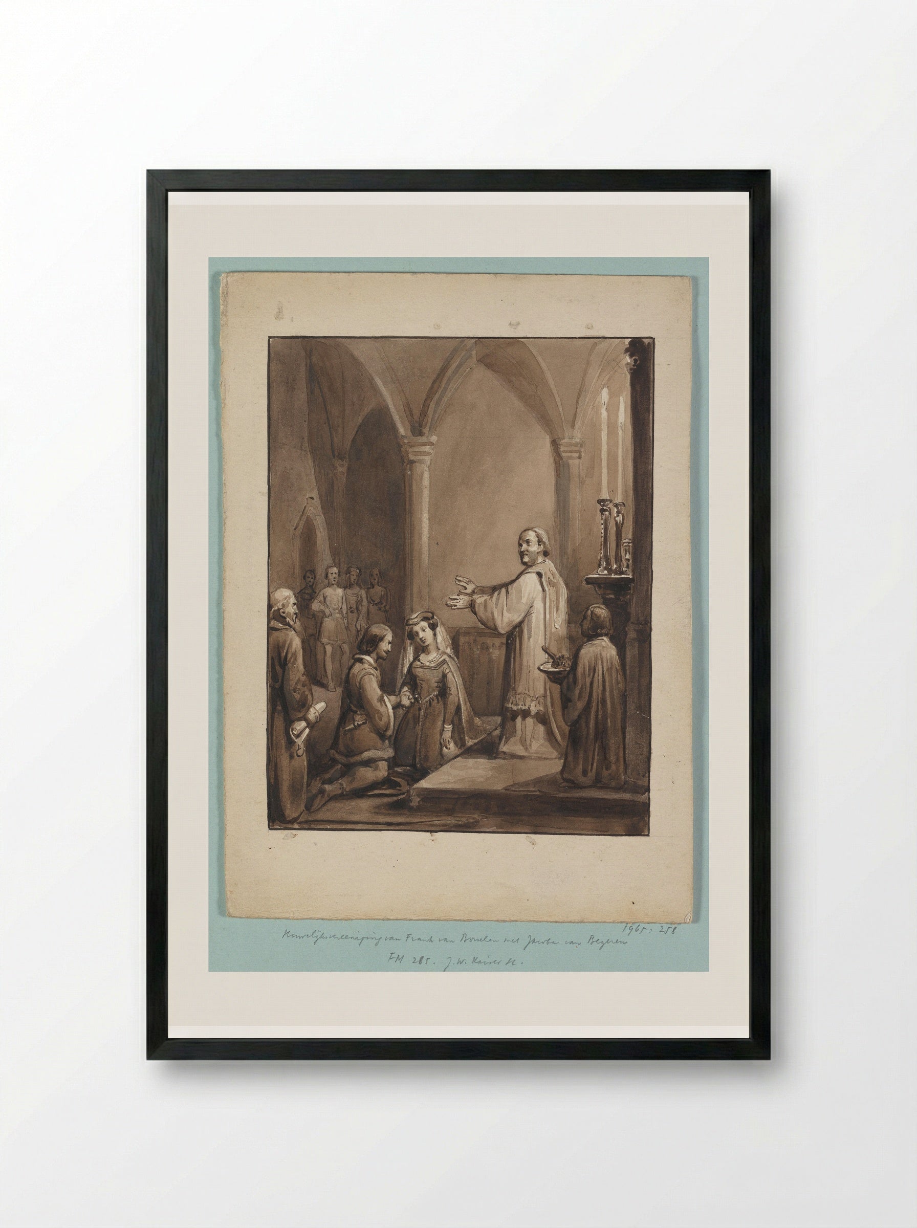 Huwelijk van Jacoba van Beieren en Frank van Borselen - Johann Wilhelm Kaiser (I) - Framed Print Black