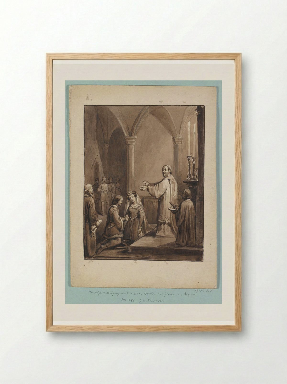 Huwelijk van Jacoba van Beieren en Frank van Borselen - Johann Wilhelm Kaiser (I) - Framed Print Wood