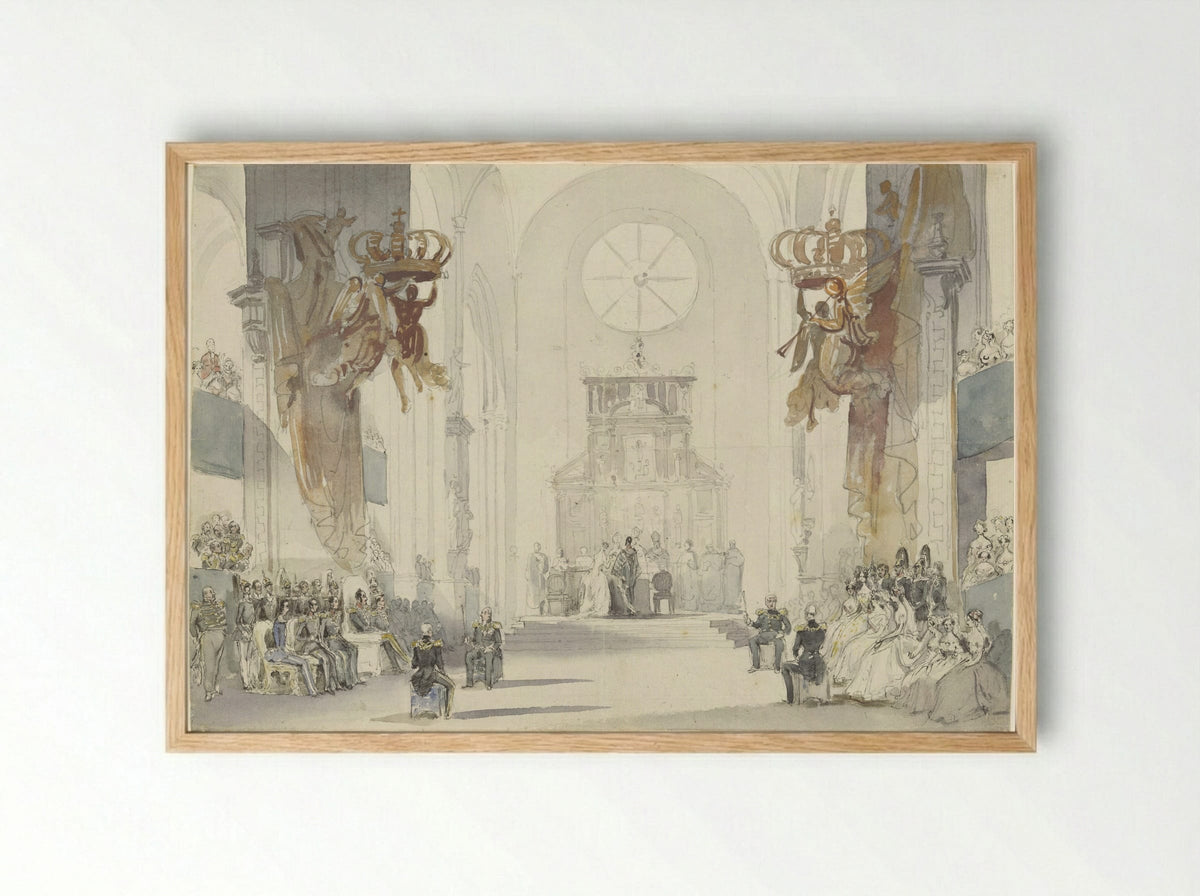 Huwelijk van prinses Louise met prins Karel van Zweden - Fritz Ludwig von Dardel - Framed Print Wood