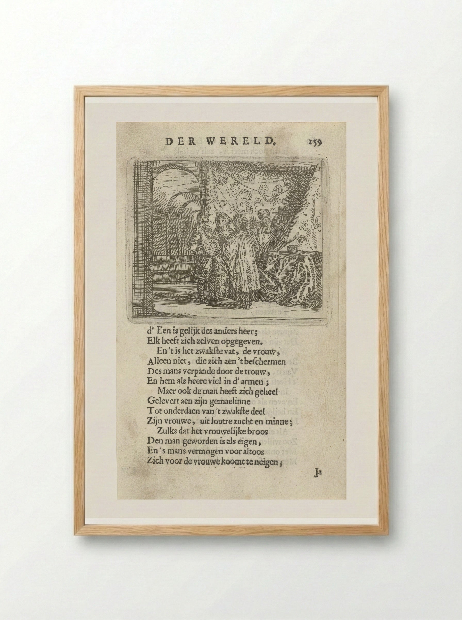 Huwelijksvoltrekking in een interieur - Arnold Houbraken - Framed Print Wood