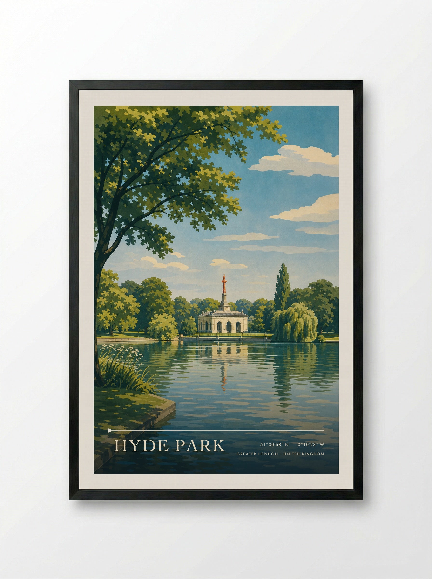 Hyde Park Greater London United Kingdom Travel Poster - Framed Print Black