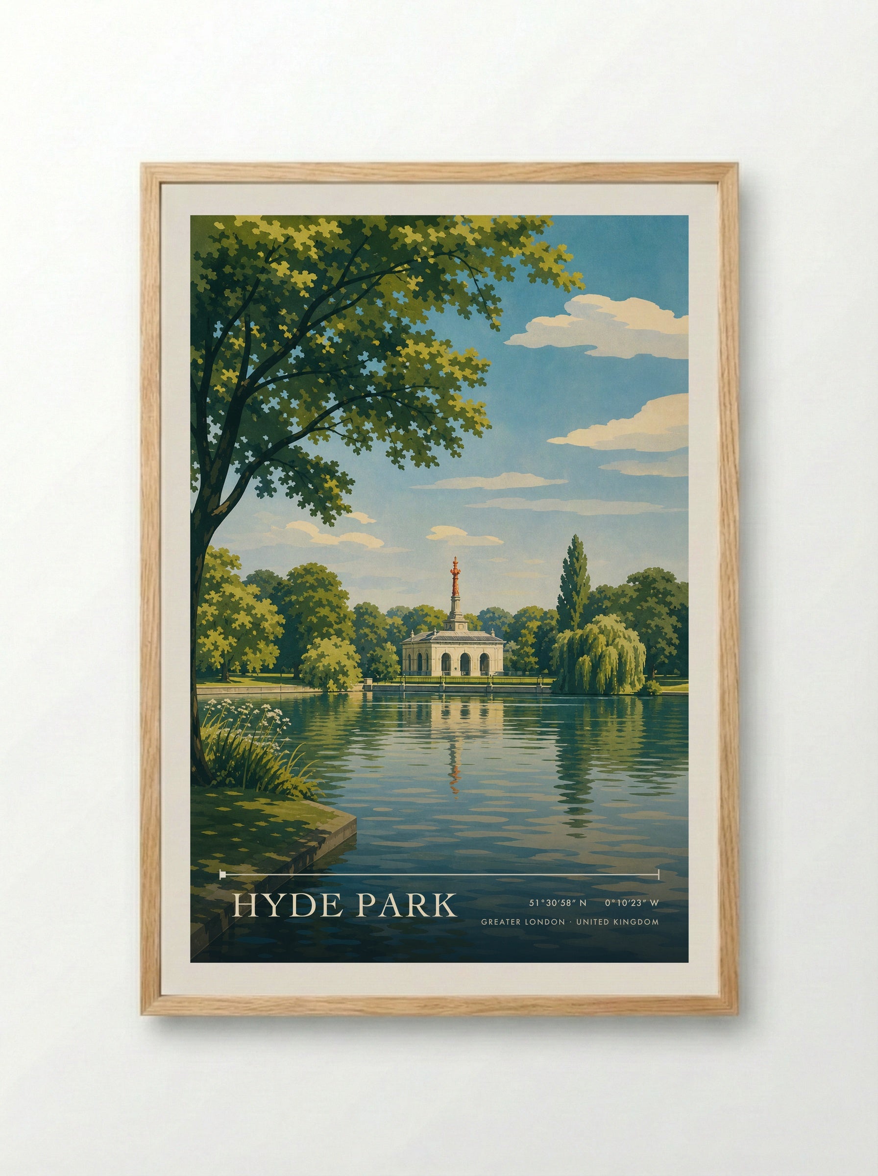 Hyde Park Greater London United Kingdom Travel Poster - Framed Print Wood