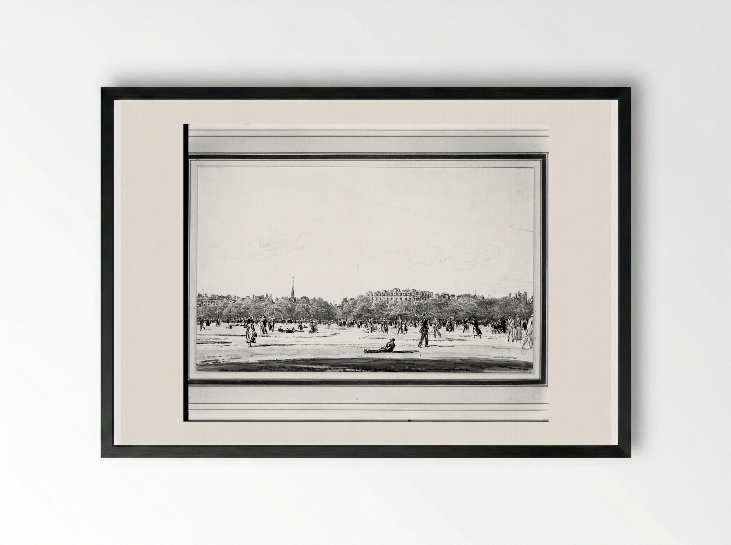 Hyde Park at Marble Arch - Muirhead Bone - Framed Print Black