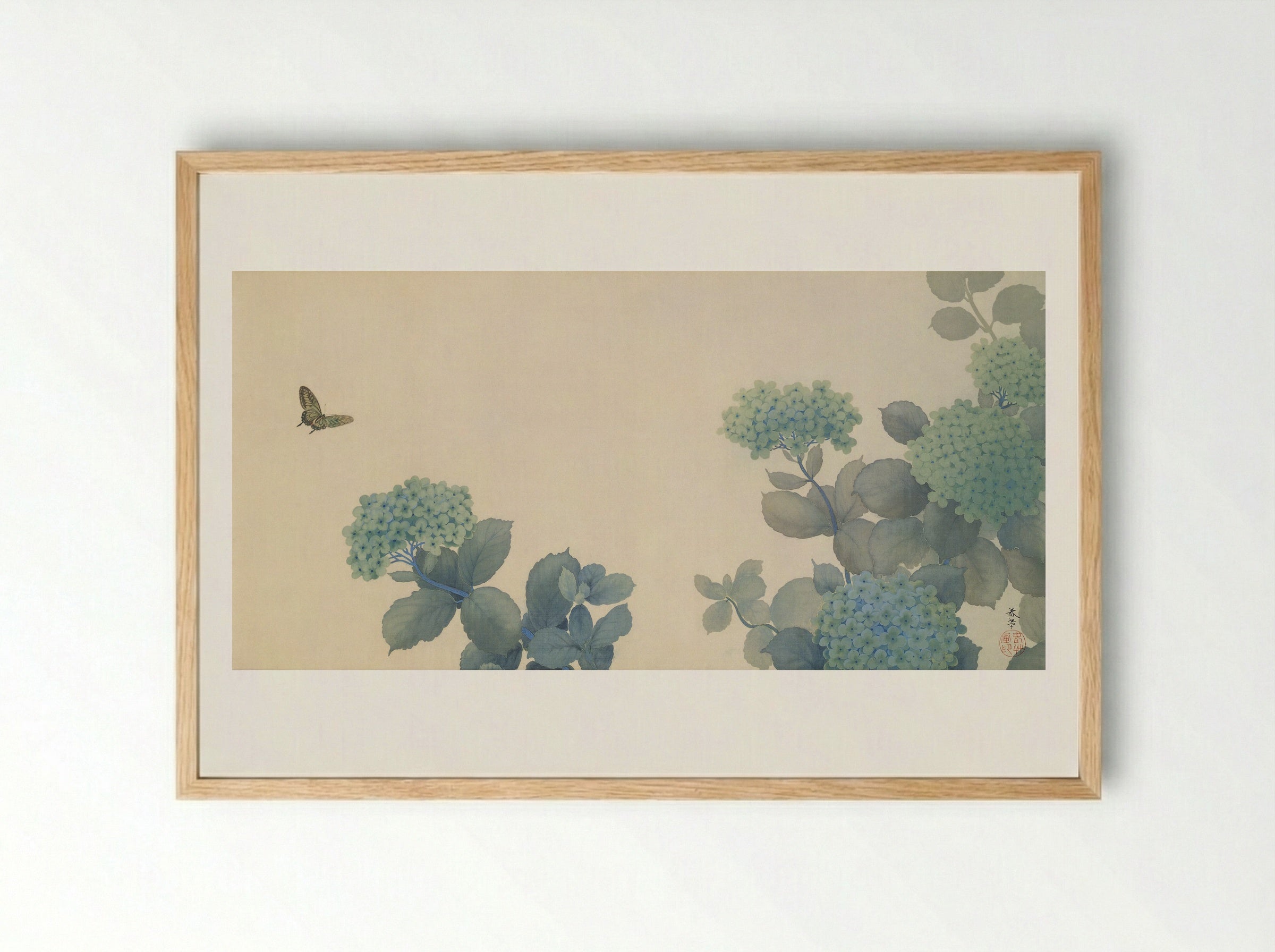 Hydrangeas - Hishida Shunso - Framed Print Wood