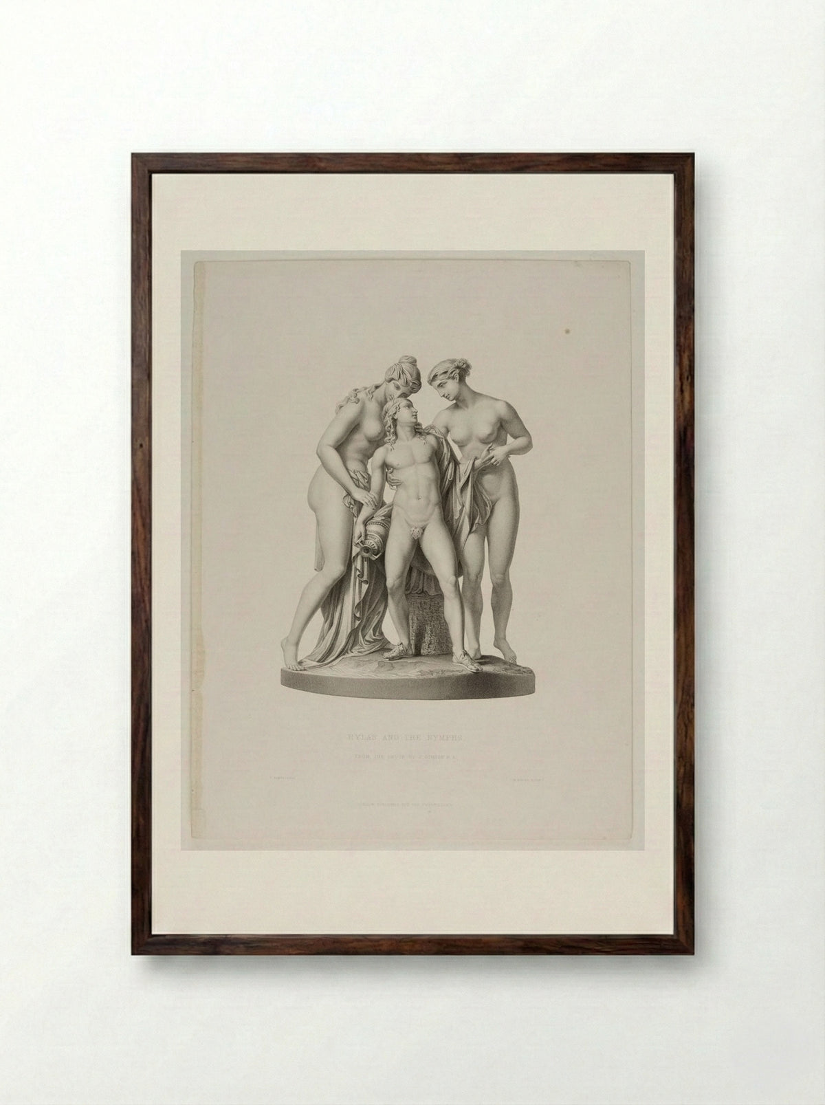 Hylas and the Nymphs - William Callio Roffe - Framed Print Dark Wood