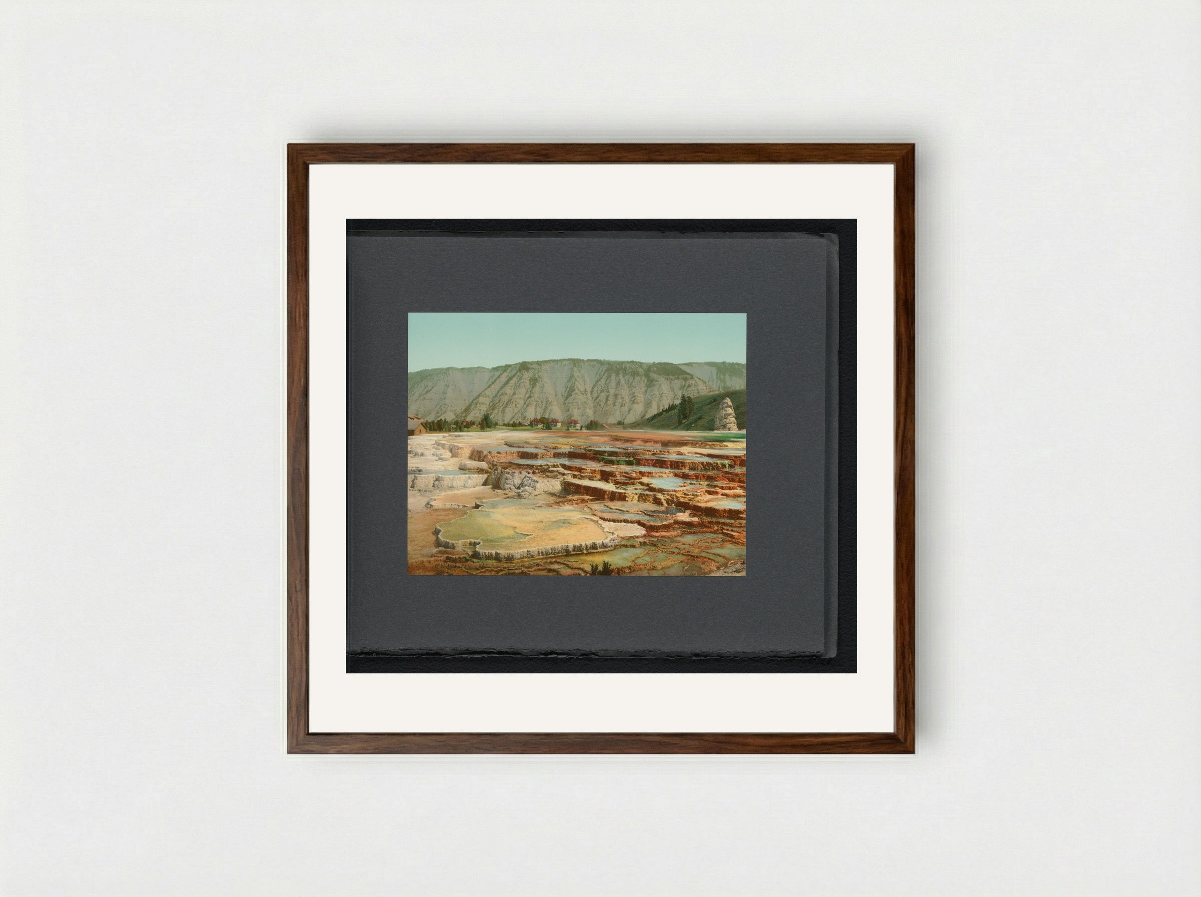 Hymen Terrace, Yellowstone National Park - William Henry Jackson - Framed Print Dark Wood