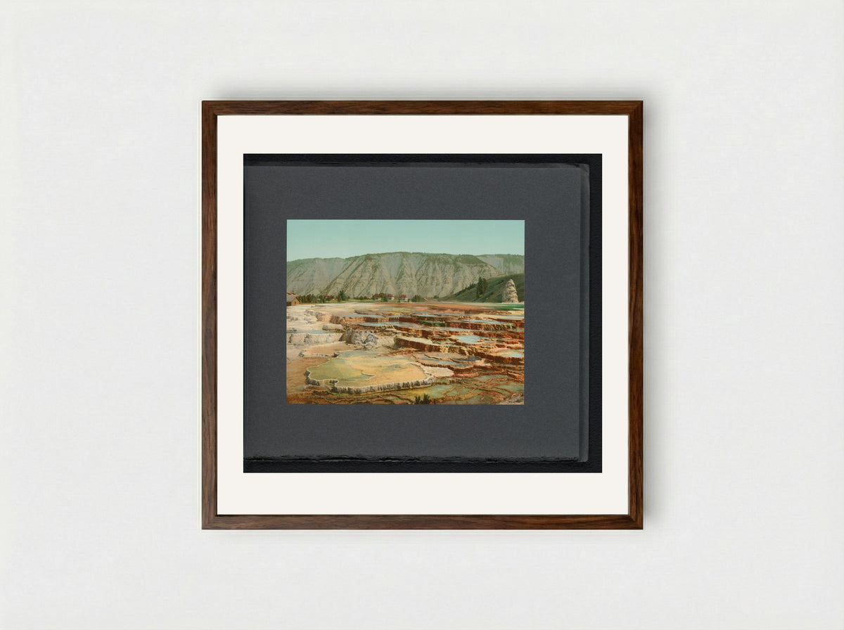 Hymen Terrace, Yellowstone National Park - William Henry Jackson - Framed Print Dark Wood