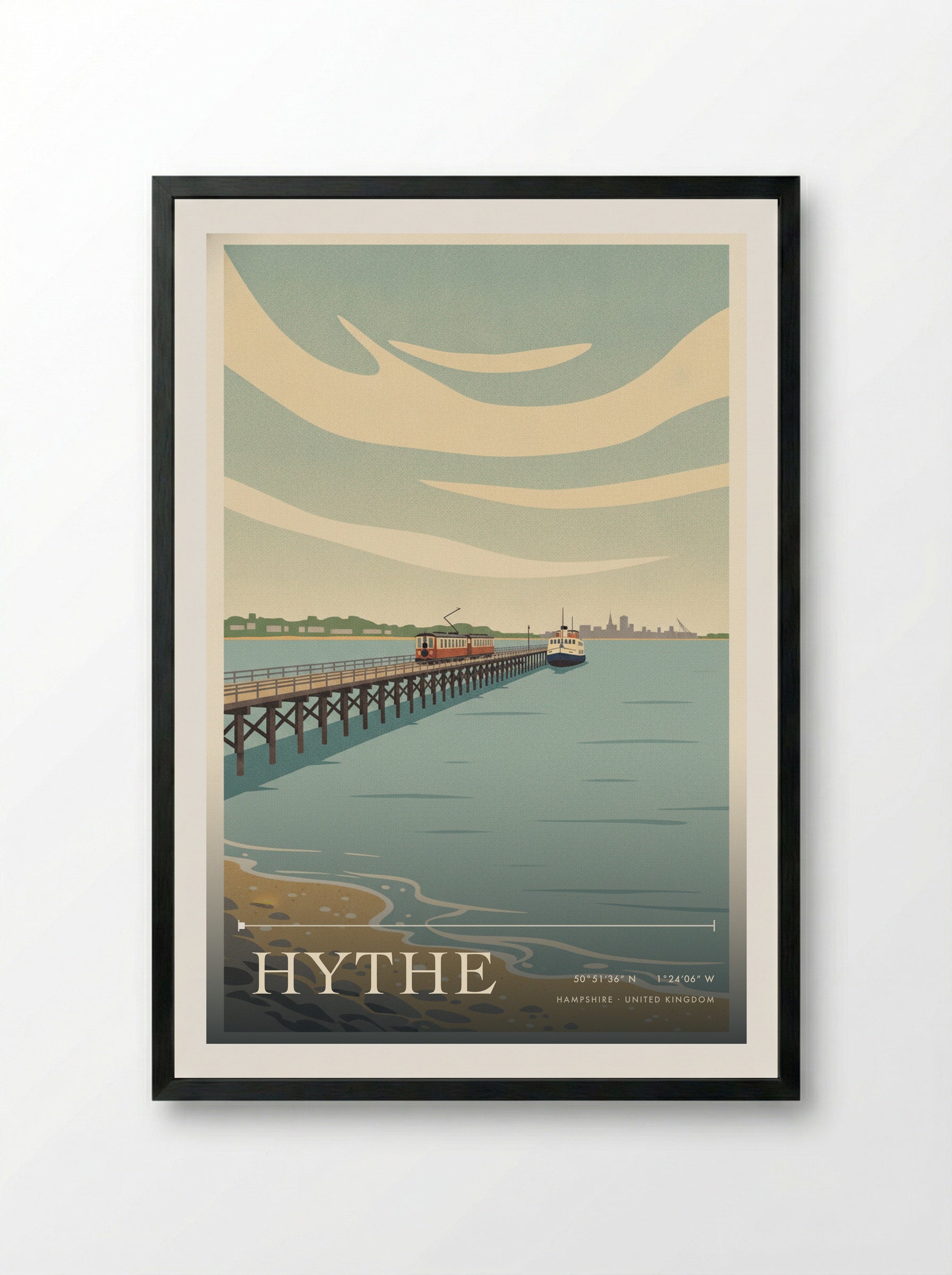 Hythe Hampshire United Kingdom Travel Poster - Framed Print Black
