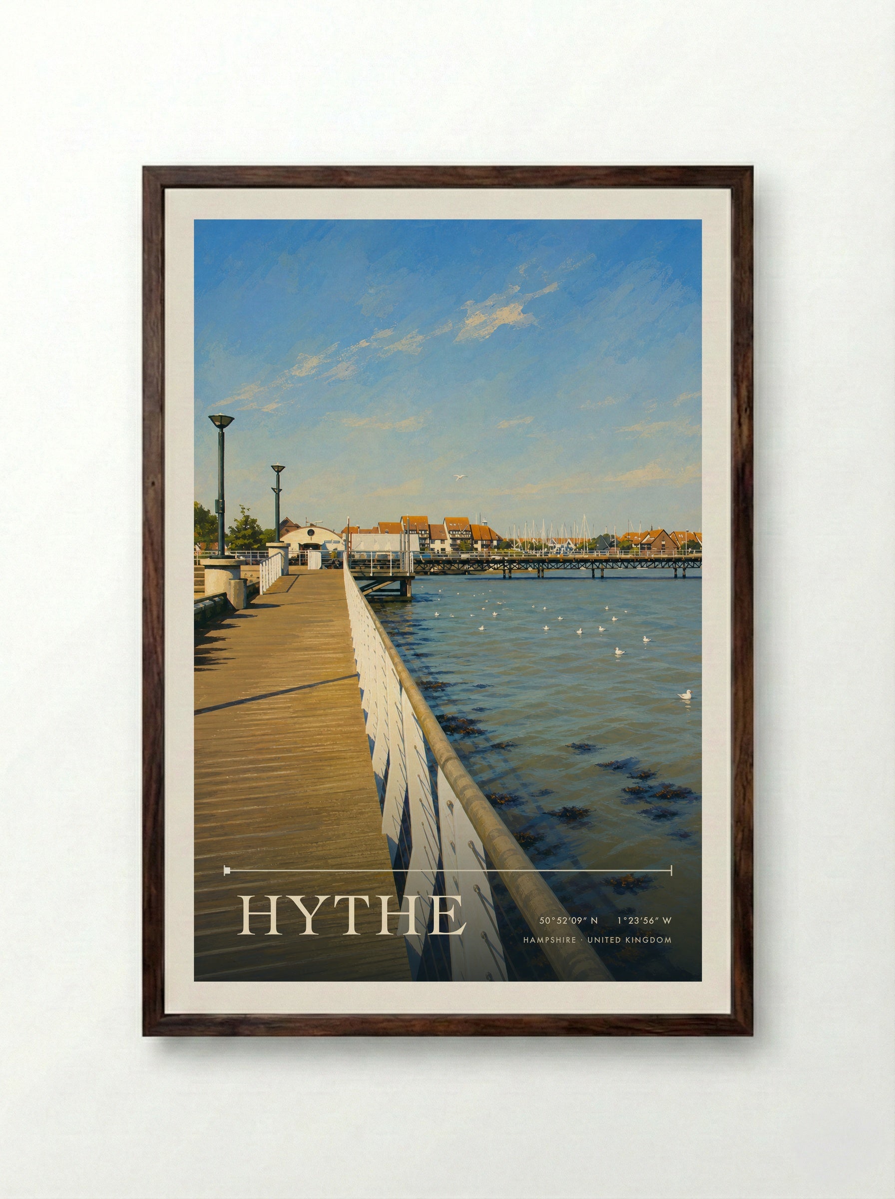 Hythe Hampshire United Kingdom Travel Poster - Framed Print Dark Wood
