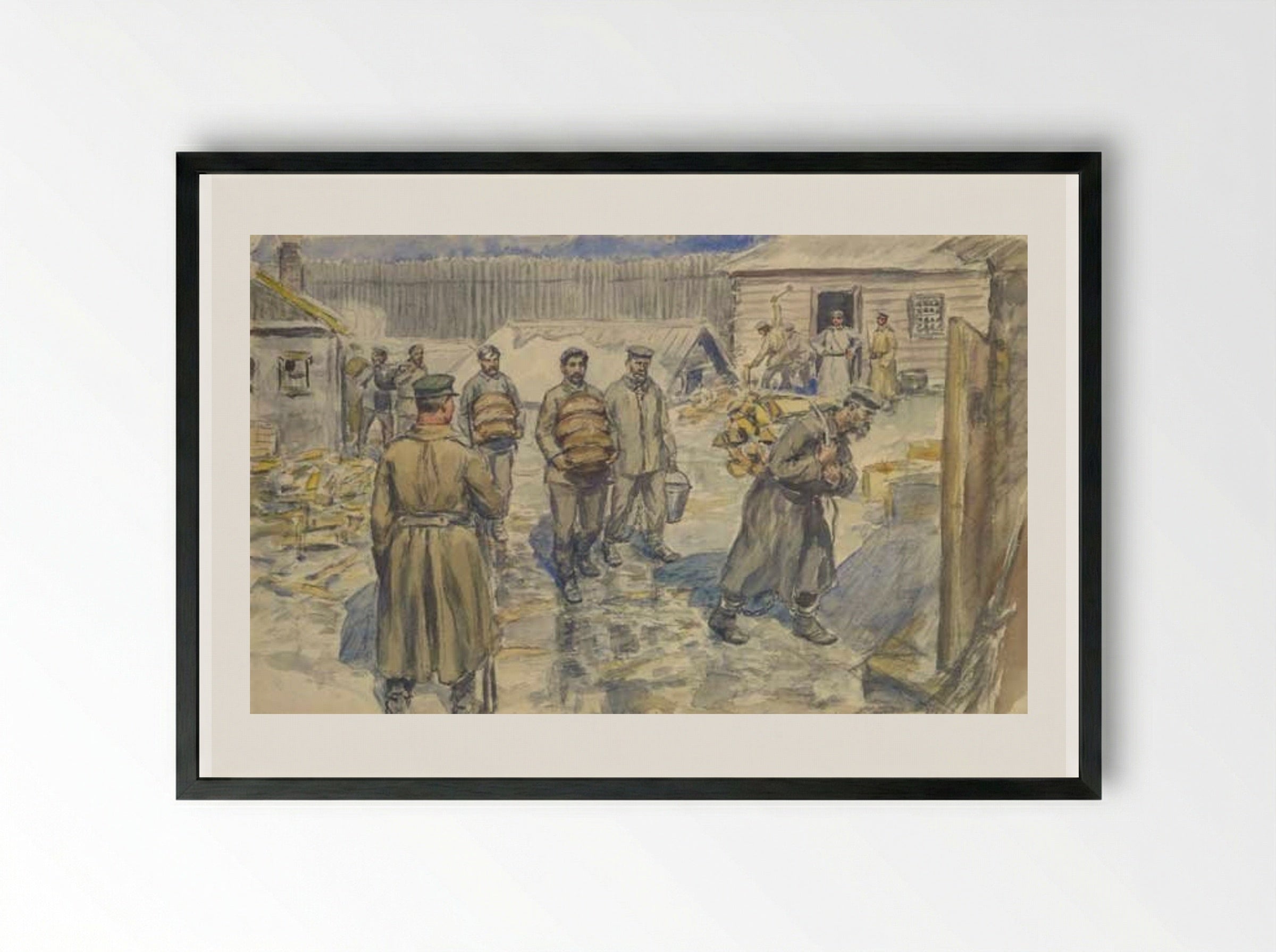 I. V. Dzhugashvili (Stalin) in custody - Ivan Vladimirov - Framed Print Black