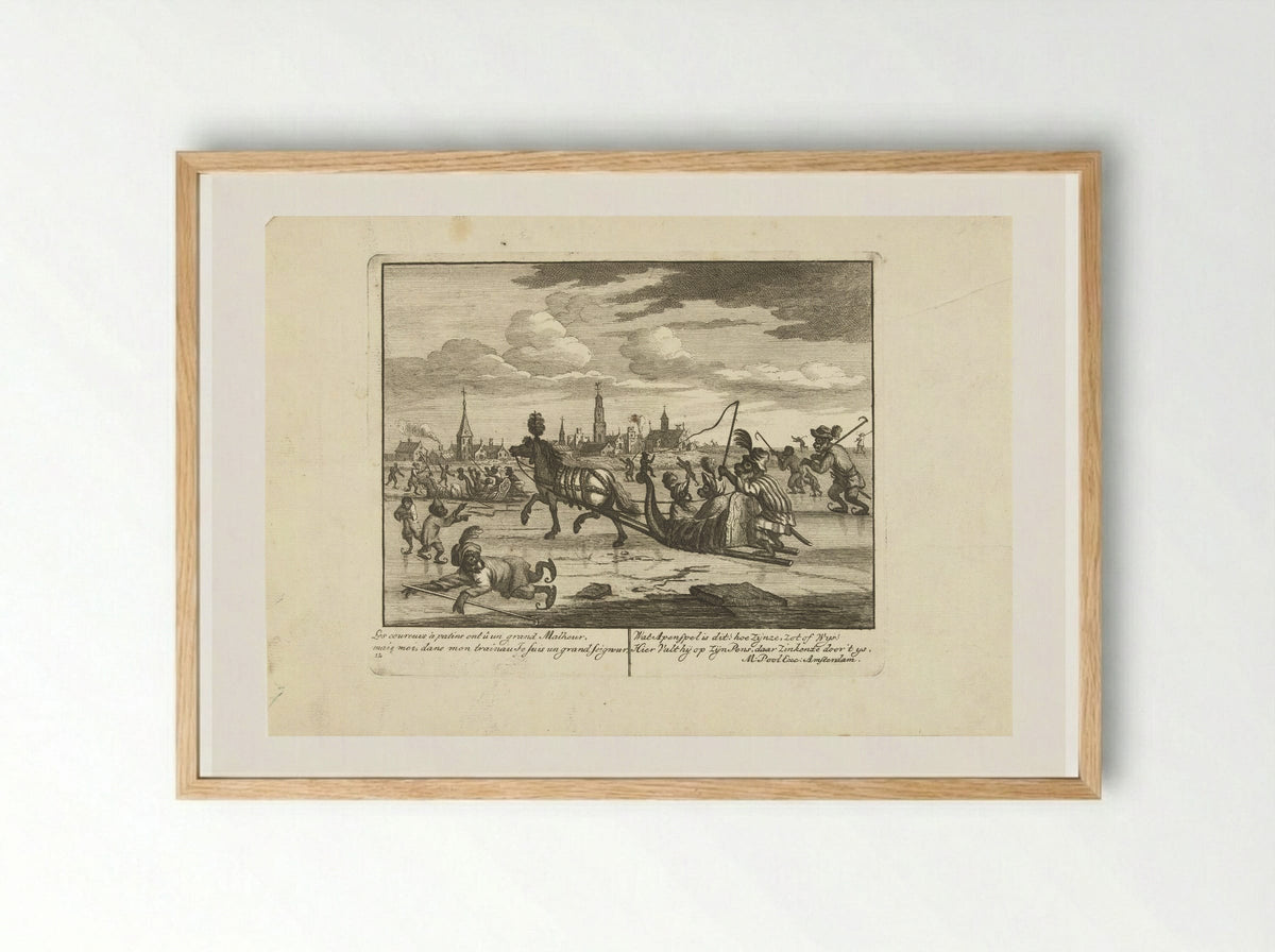 IJsvermaak met apen - Matthijs Pool - Framed Print Wood