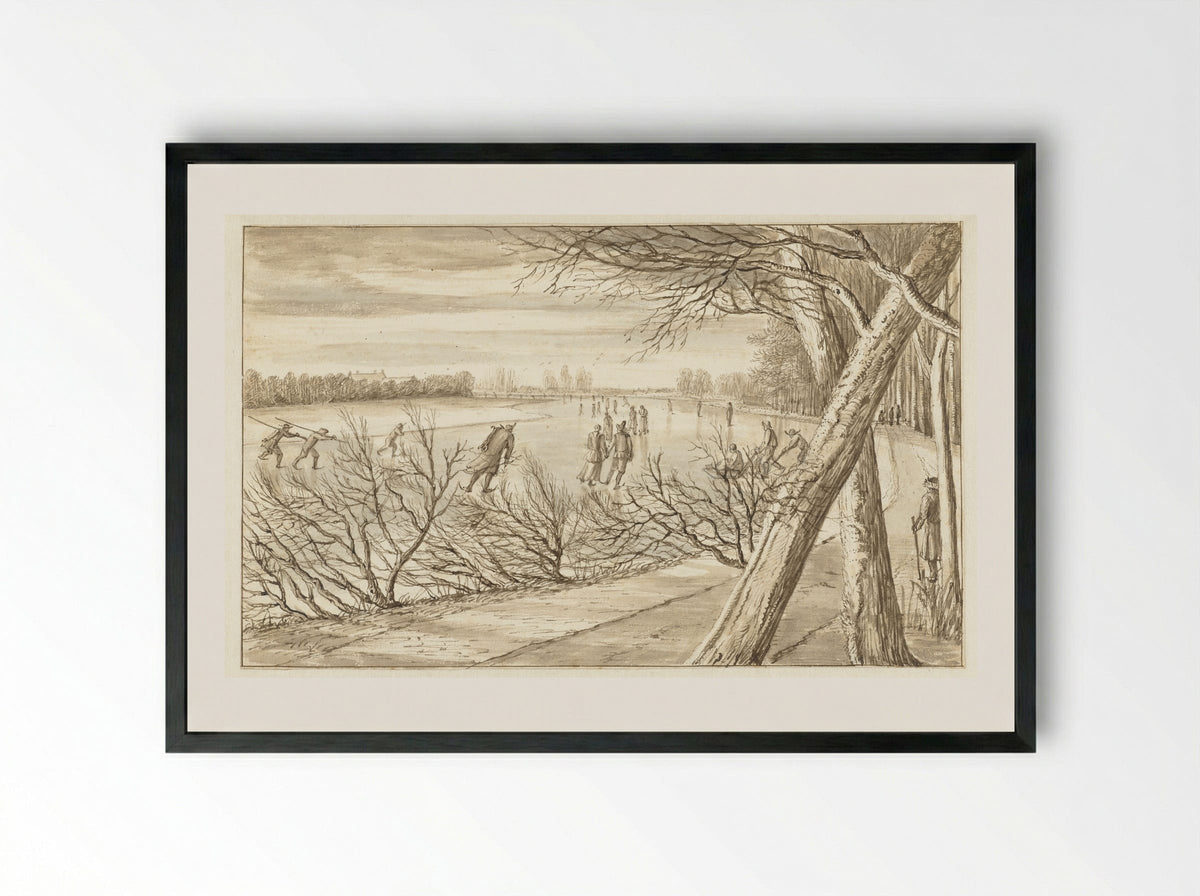 IJsvermaak op de Amstel - Abraham Rutgers - Framed Print Black