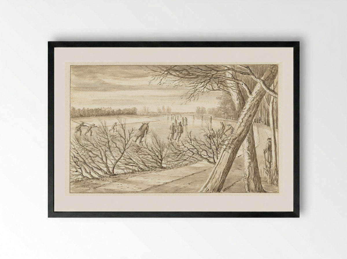 IJsvermaak op de Amstel - Abraham Rutgers - Framed Print Black