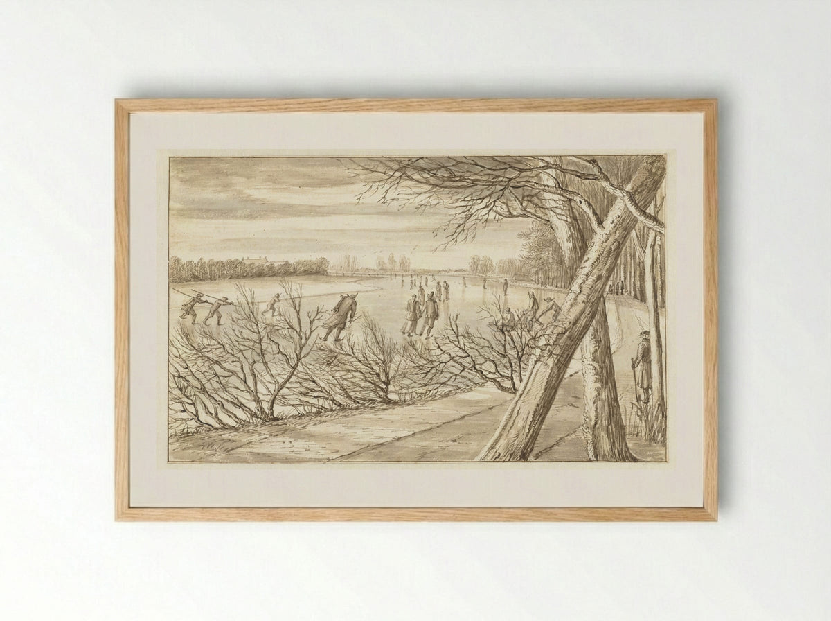 IJsvermaak op de Amstel - Abraham Rutgers - Framed Print Wood