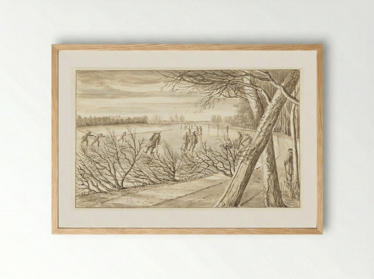 IJsvermaak op de Amstel - Abraham Rutgers - Framed Print Wood