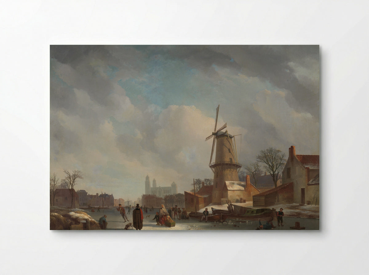 IJsvermaak op een stadsgracht - Abraham Johannes Couwenberg - Poster