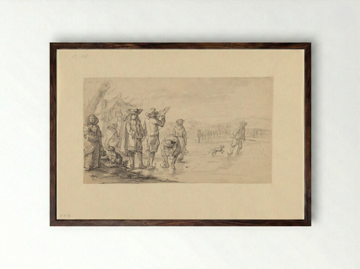 IJsvermaak - Gerrit Grasdorp - Framed Print Dark Wood
