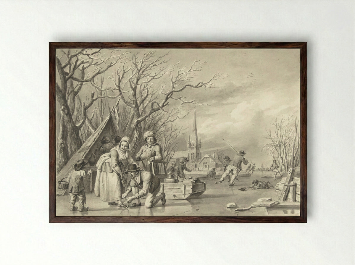 IJsvermaak - Albertus Jacobus Besters - Framed Print Dark Wood
