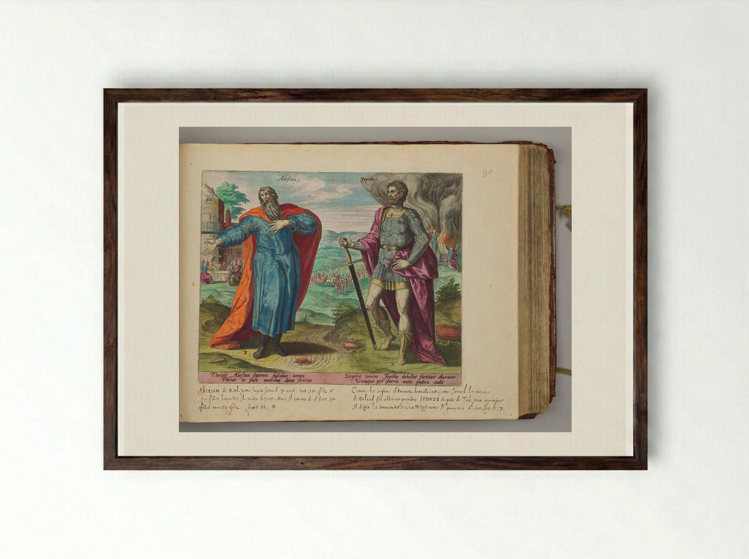 Ibzan and Jephthah - Hans Collaert the Elder - Framed Print Dark Wood