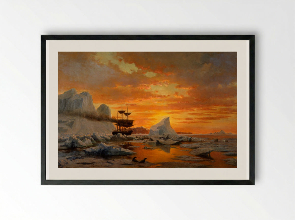 Ice Dwellers Watching the Invaders - William Bradford - Framed Print Black
