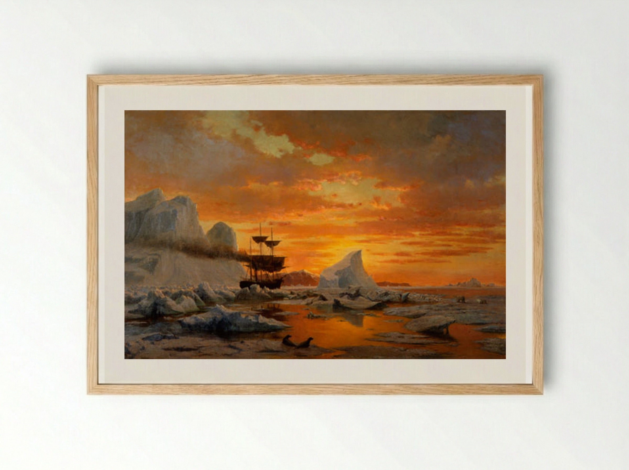 Ice Dwellers Watching the Invaders - William Bradford - Framed Print Wood