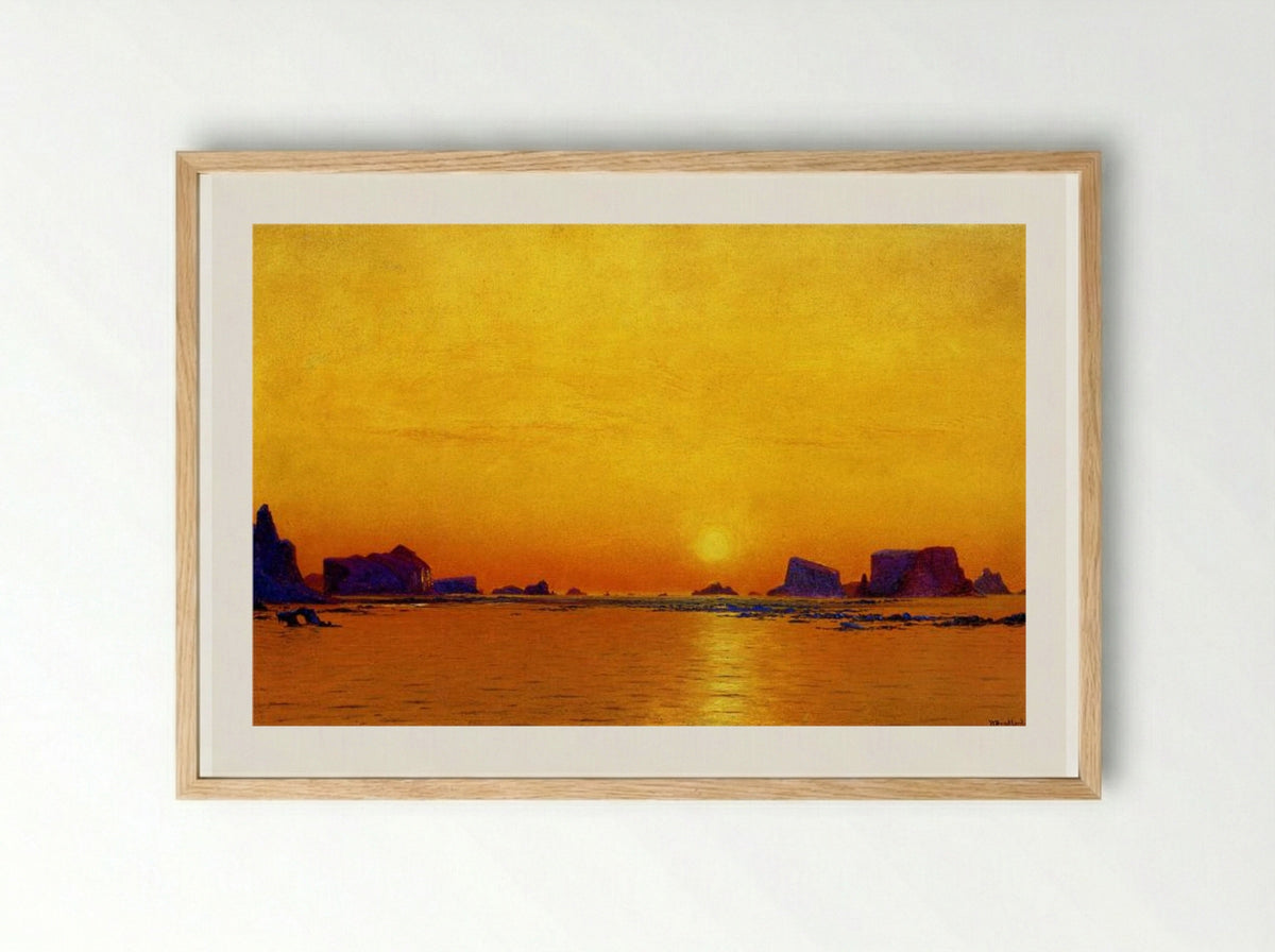 Ice Floes under the Midnight Sun - William Bradford - Framed Print Wood