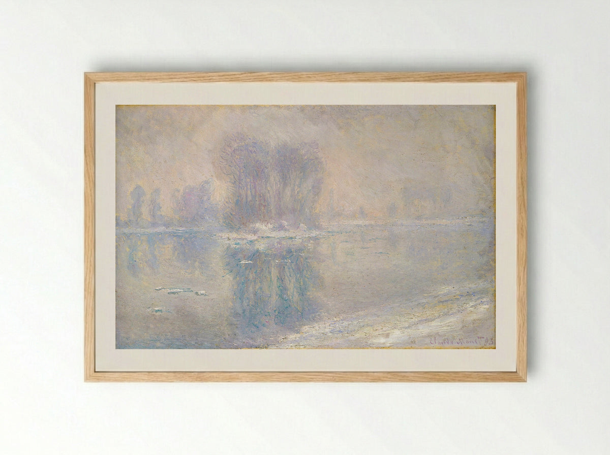 Ice on the Seine at Bennecourt - Claude Monet - Framed Print Wood