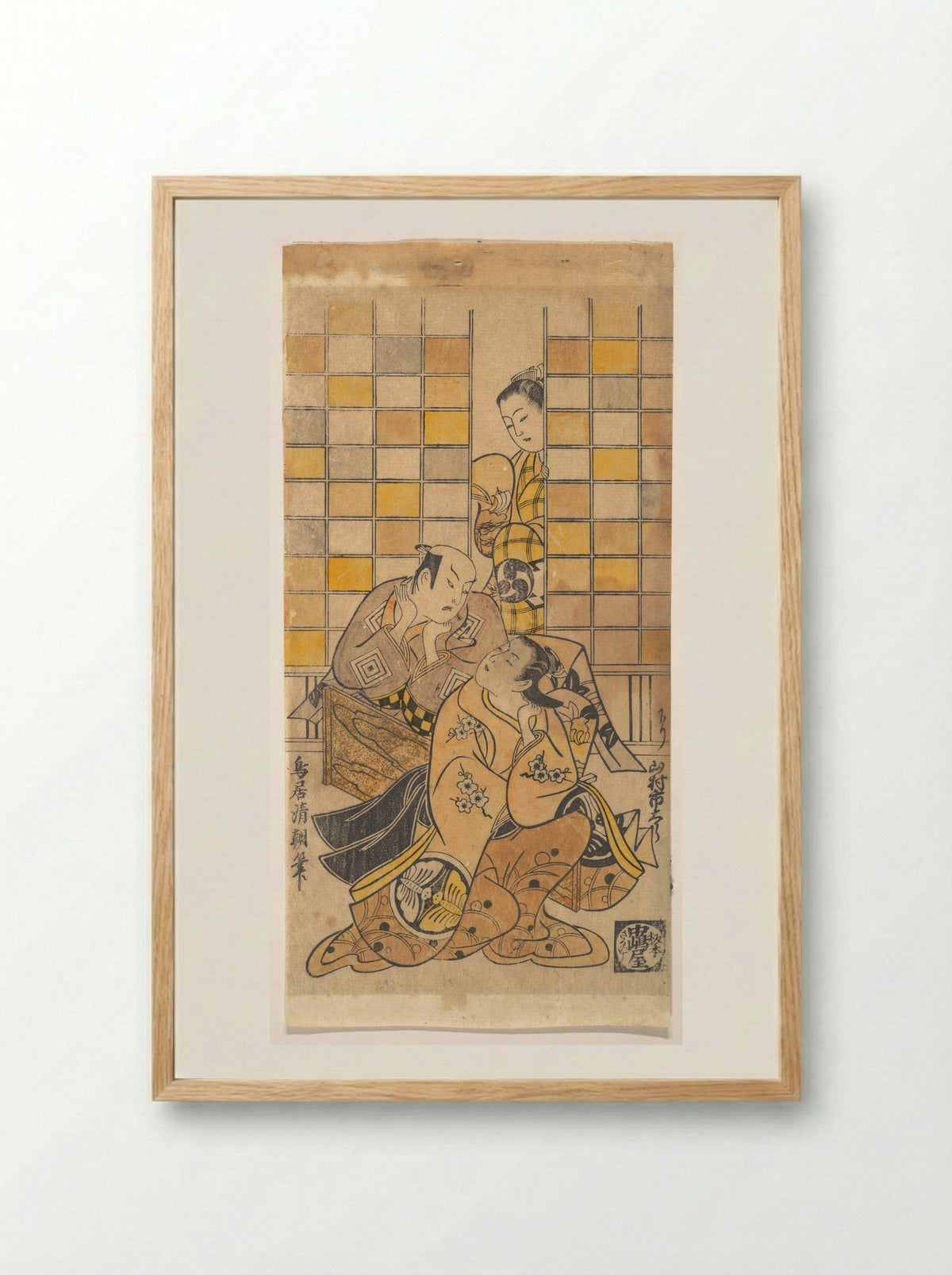 Ichikawa Danjuro II as Kanto Koroku and Yamamura Ichitaro as Oichi - Torii Kiyotomo - Framed Print Wood
