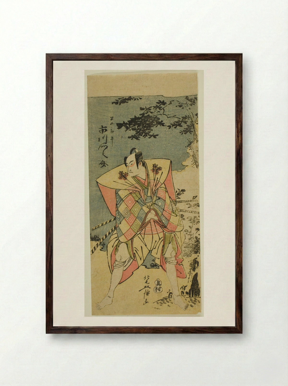 Ichikawa Monnosuke II as Haya no Kanpei - Kitao Masanobu - Framed Print Dark Wood