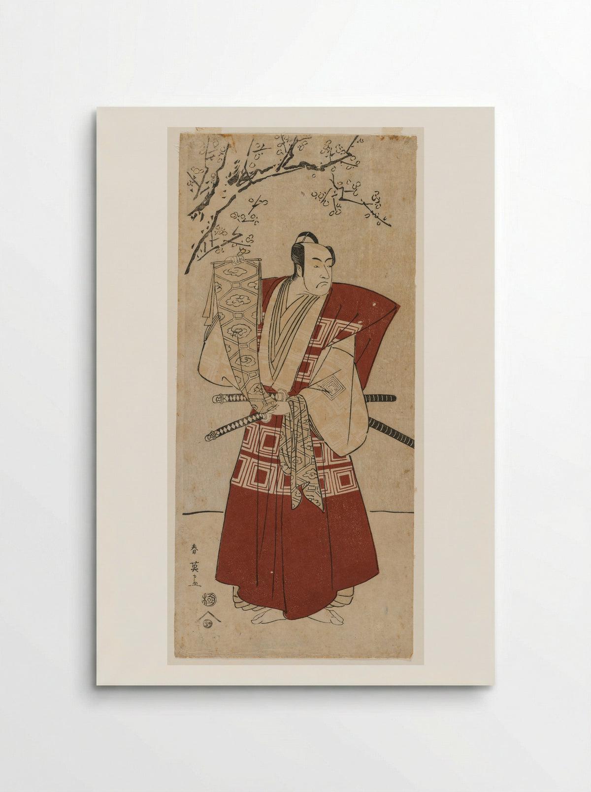 Ichikawa Monnosuke II as a Lord Holding a Banner - Katsukawa Shunei - Poster