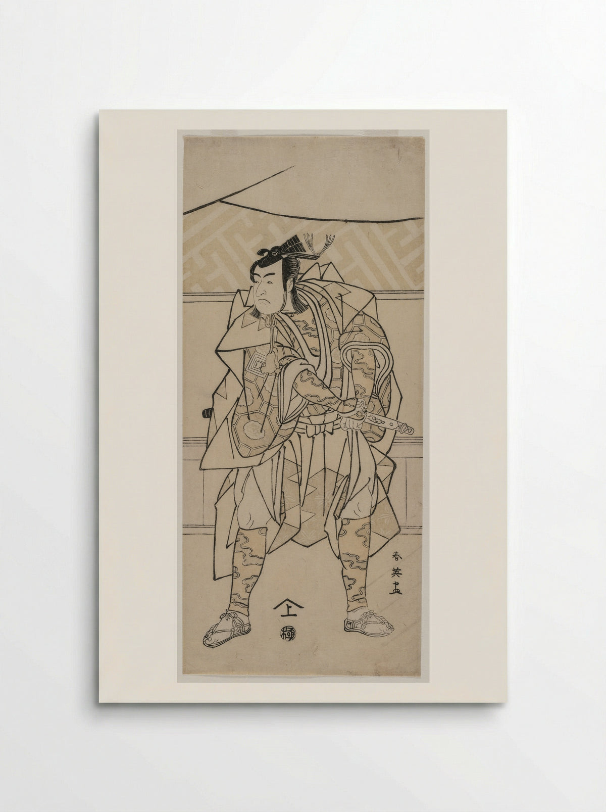 Ichikawa Monnosuke II as a Samurai - Katsukawa Shunei - Poster