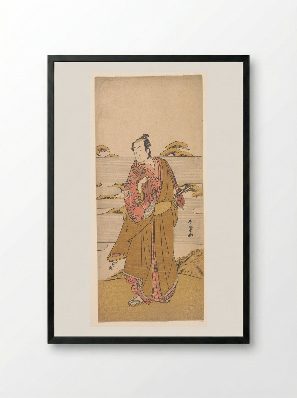Ichikawa Monosuke II - Katsukawa Shunjō - Framed Print Black
