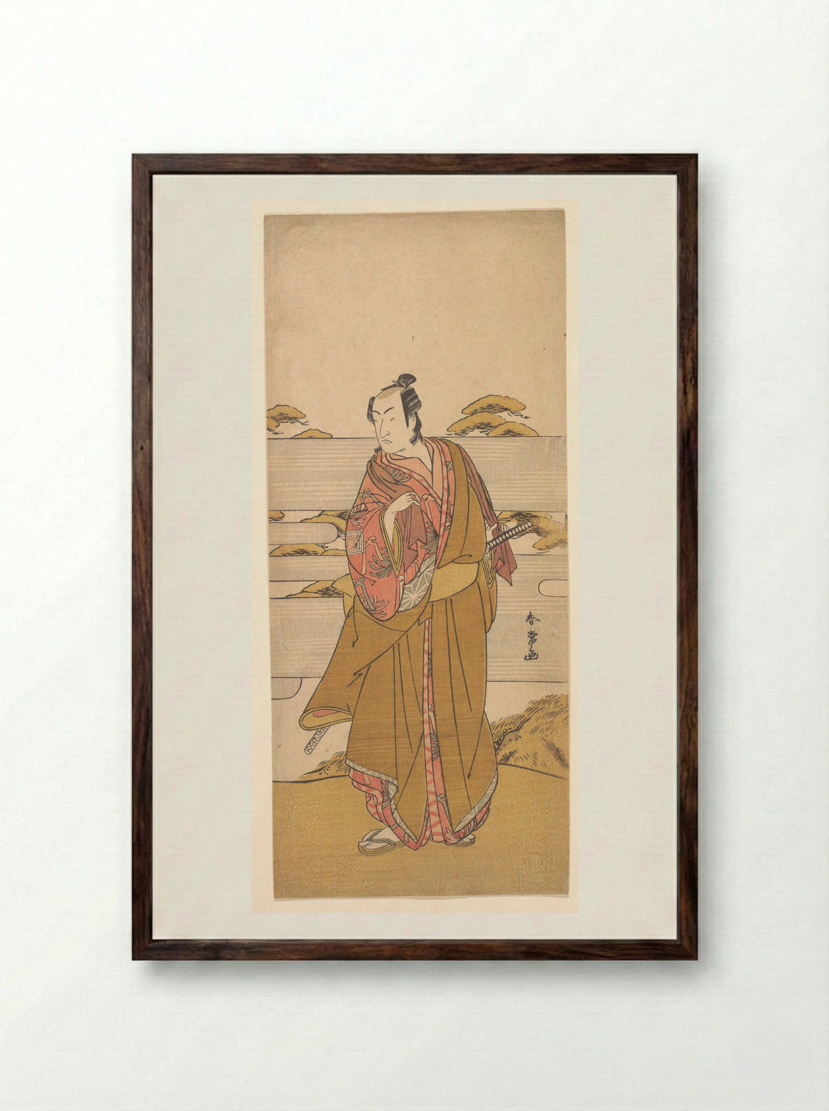 Ichikawa Monosuke II - Katsukawa Shunjō - Framed Print Dark Wood