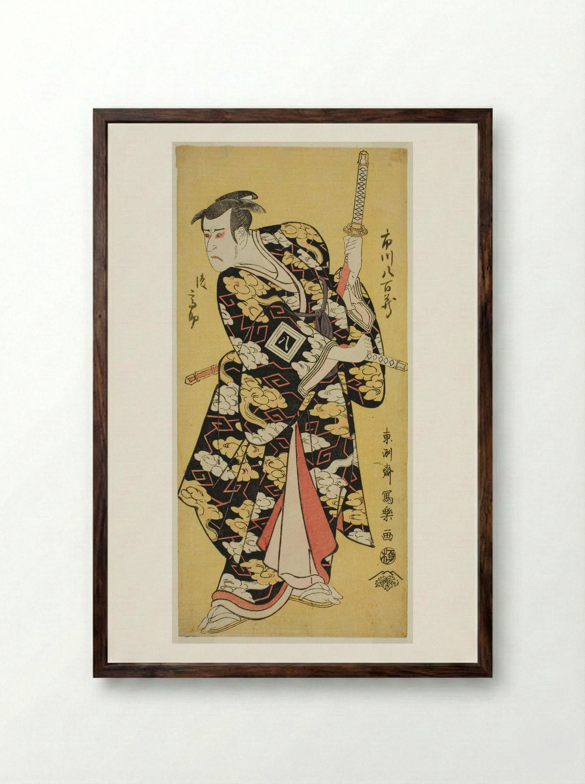 Ichikawa Yaozo III in the Role of Fuwa no Banzaemon Shigekatsu - Tōshūsai Sharaku - Framed Print Dark Wood