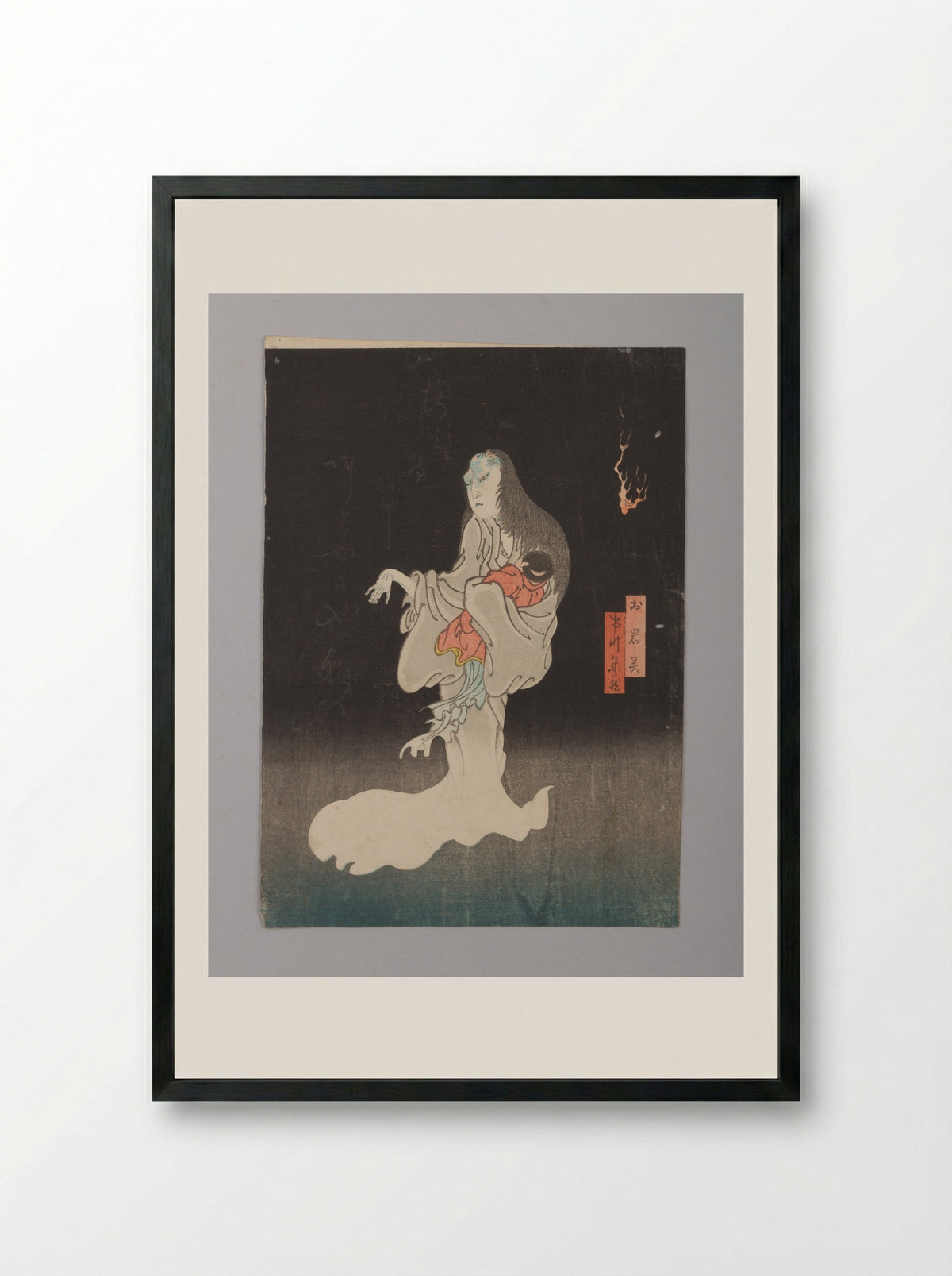 Ichikawa Yonezō as the Ghost of Oiwa - Enjaku - Framed Print Black