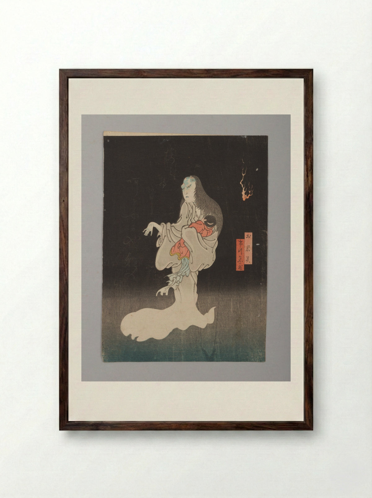 Ichikawa Yonezō as the Ghost of Oiwa - Enjaku - Framed Print Dark Wood