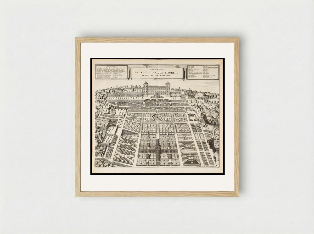 Ichnographia Palatii Hortique Tiburtini - Pieter van der Aa - Framed Print Wood