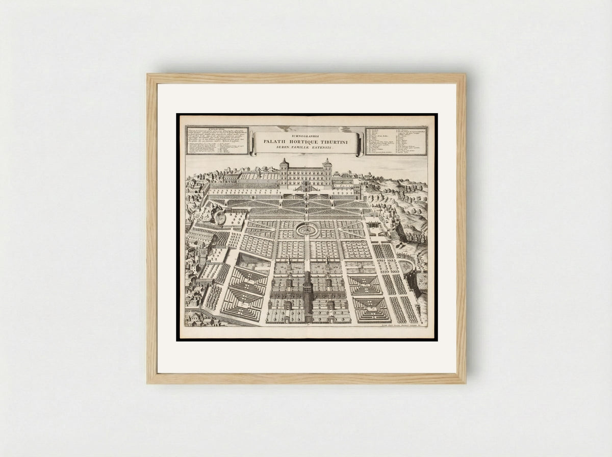 Ichnographia Palatii Hortique Tiburtini - Pieter van der Aa - Framed Print Wood