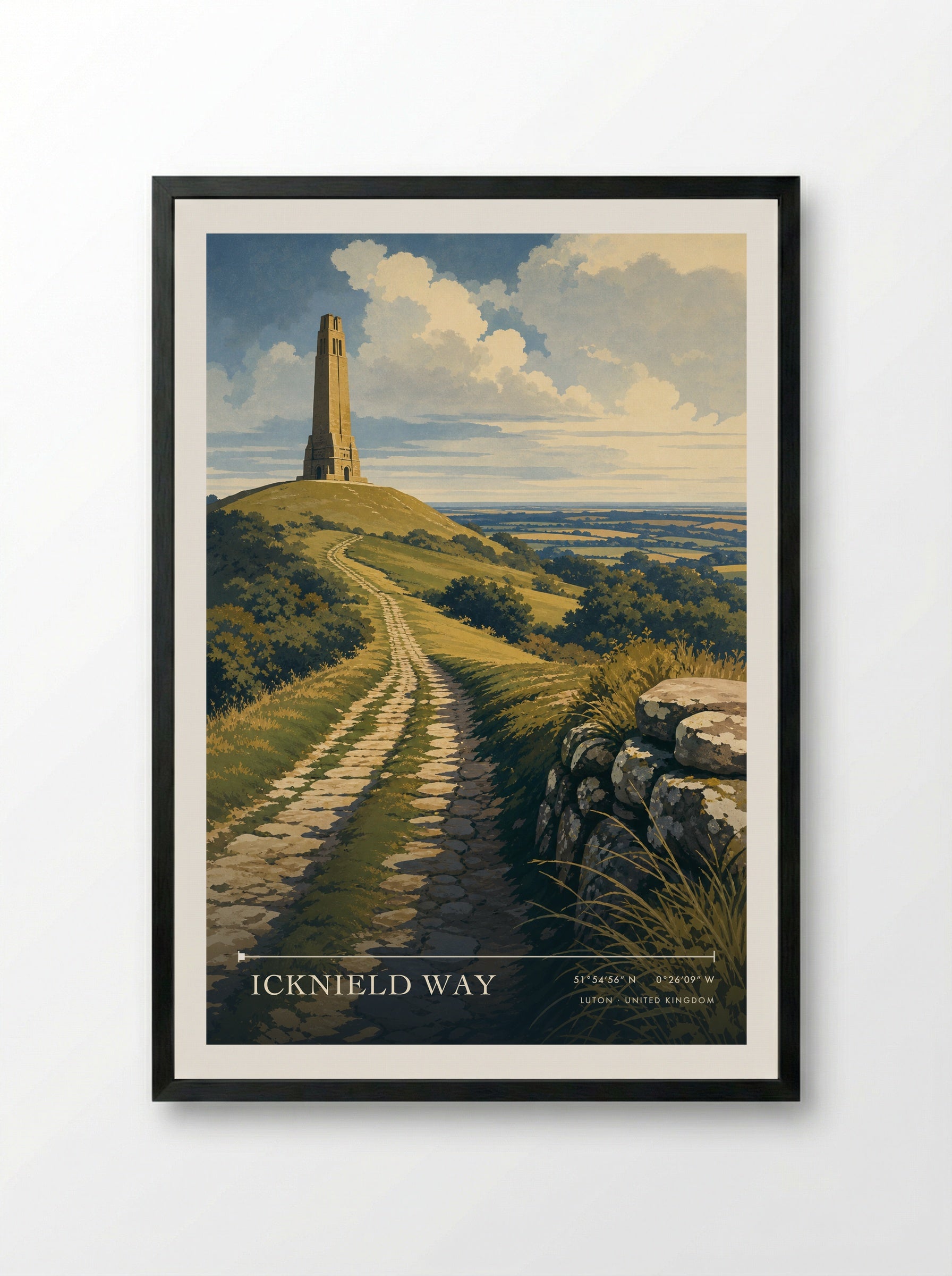 Icknield Way Luton United Kingdom Travel Poster - Framed Print Black
