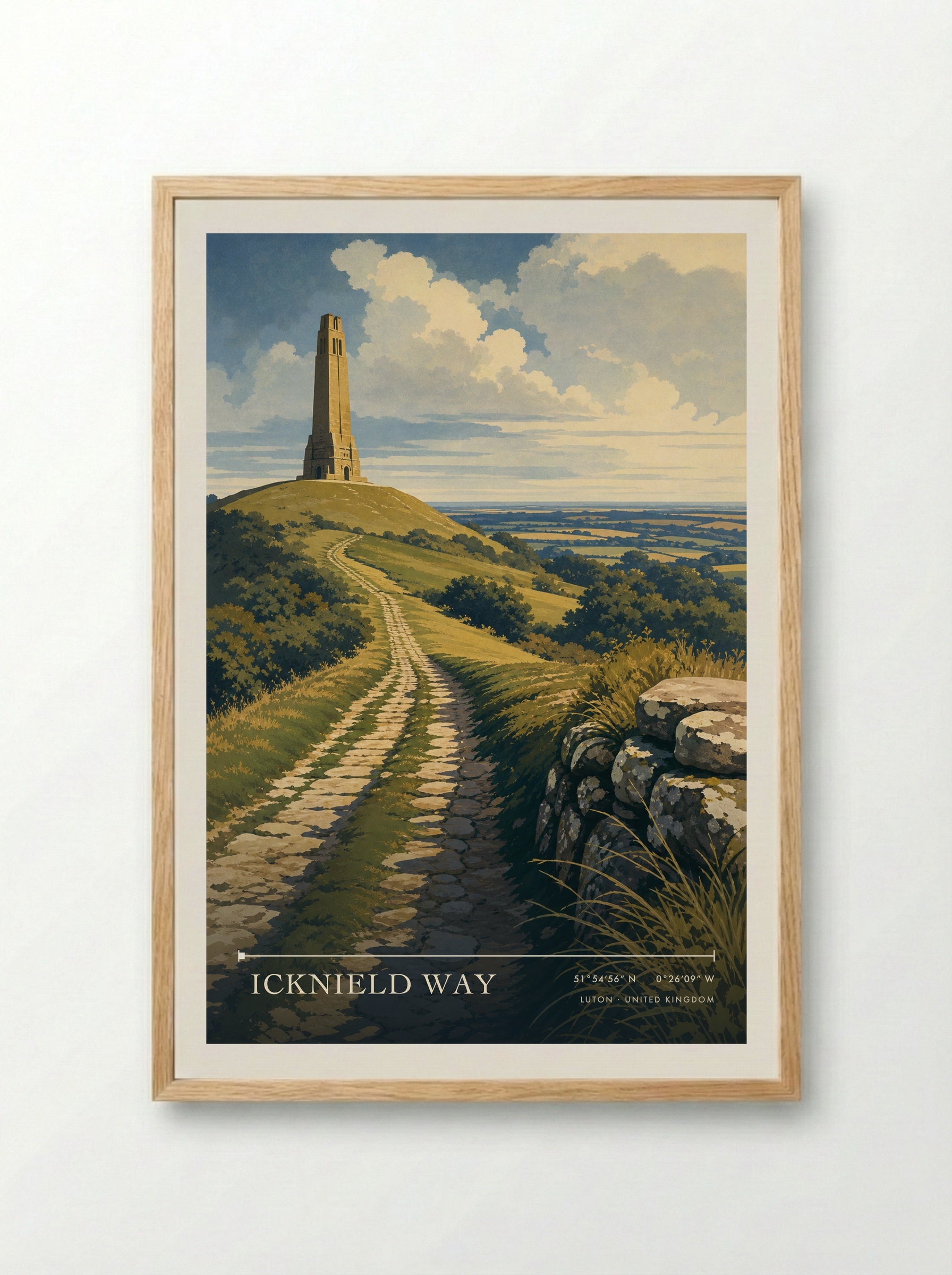 Icknield Way Luton United Kingdom Travel Poster - Framed Print Wood