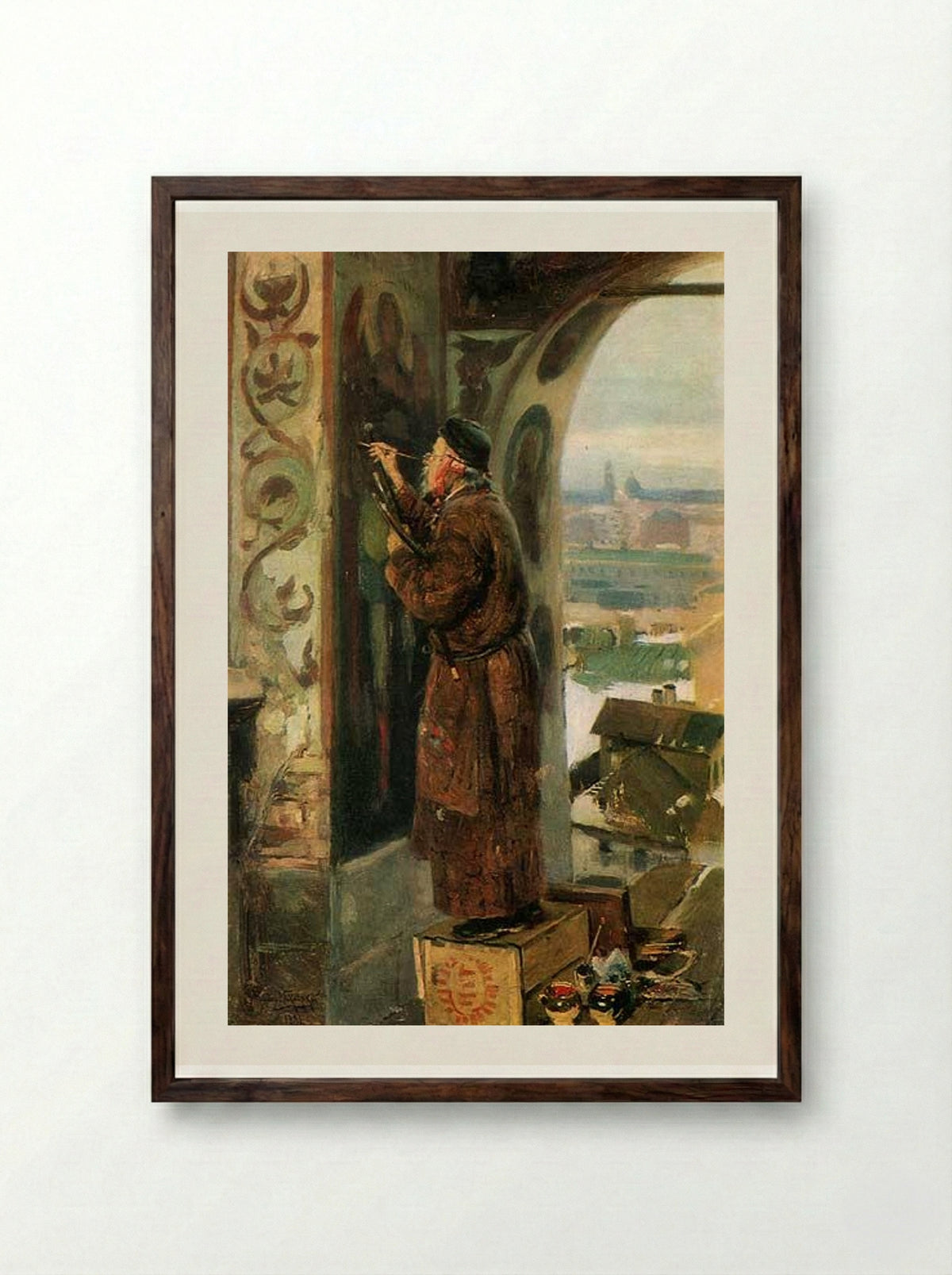 Iconographer - Vladimir Makovsky - Framed Print Dark Wood