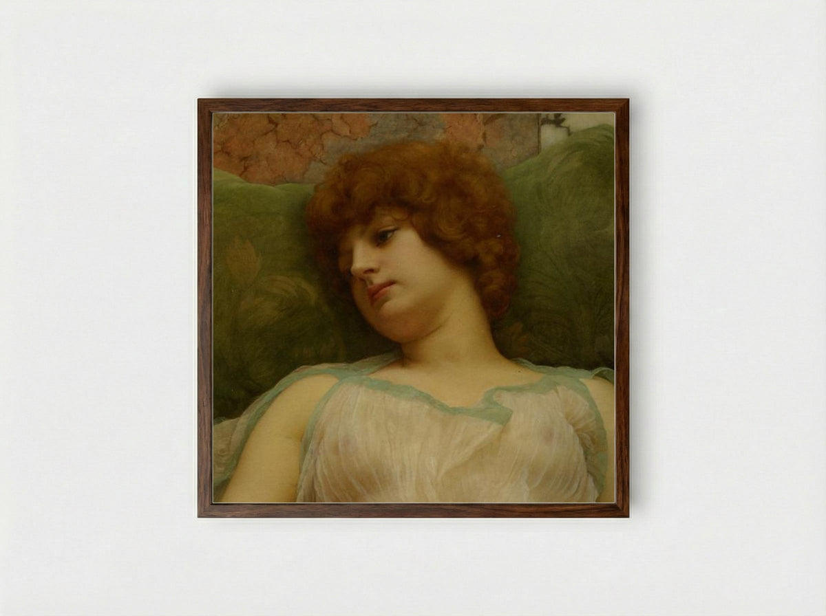 Idle Moments - John William Godward - Framed Print Dark Wood
