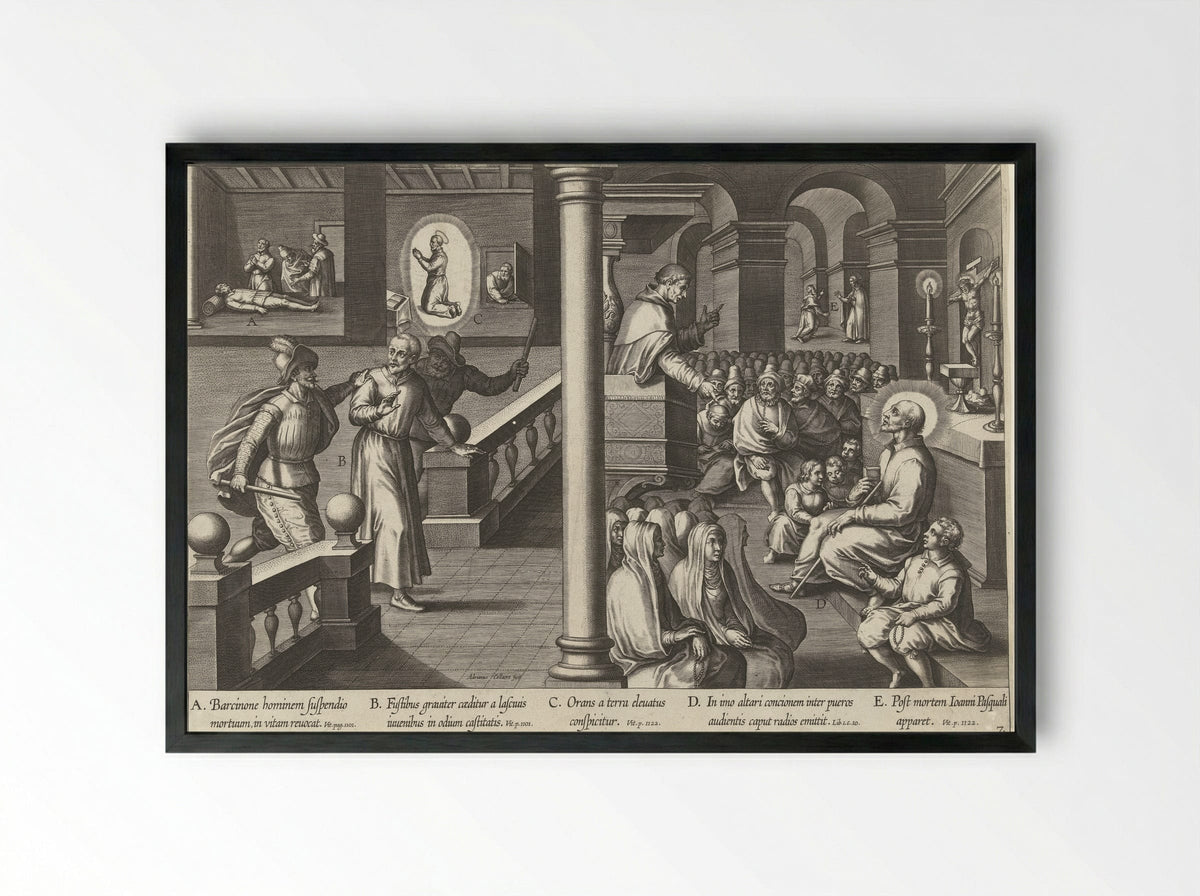 Ignatius in Barcelona - Theodoor Galle - Framed Print Black