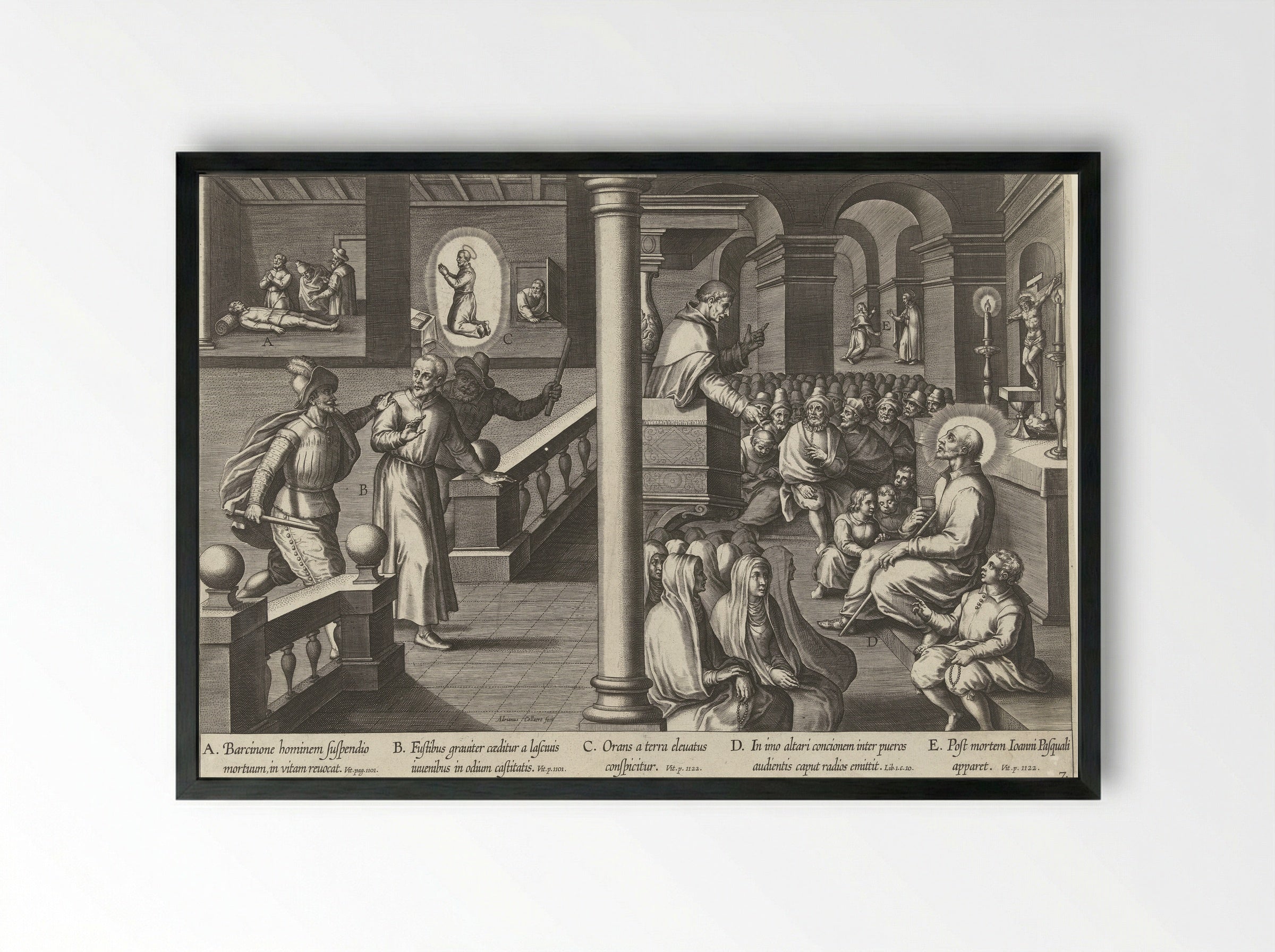 Ignatius in Barcelona - Theodoor Galle - Framed Print Black